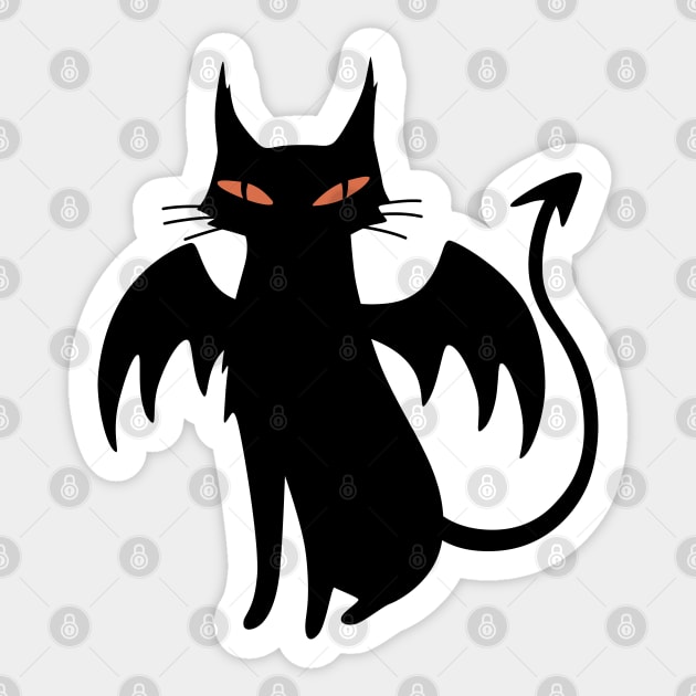 The spirits of the night: dark winged cat Sticker by runcatrun